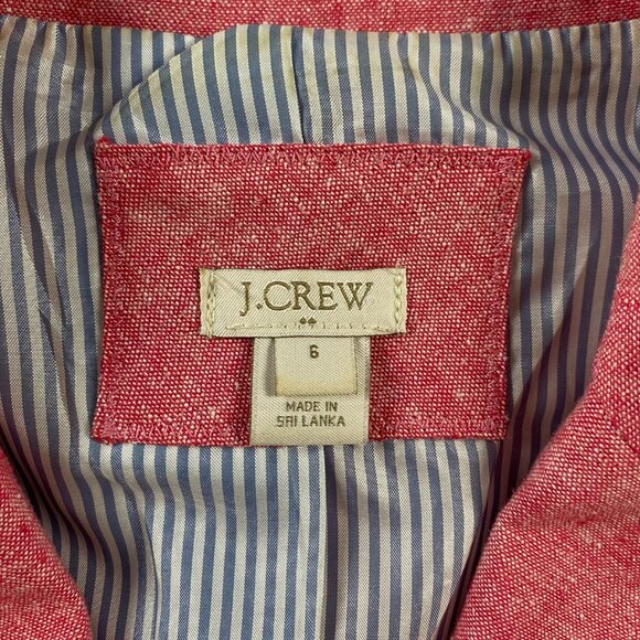 J.CREW Linen Cotton Blend Blazer Women's Size 6 Salmon Red Pink - Picture 7 of 15